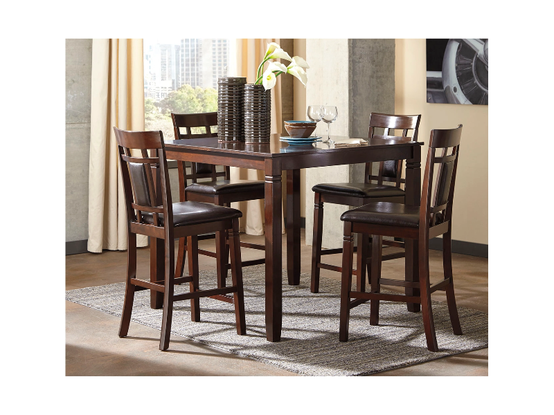 Photo 1 of **MINOR ACUFF TO CHAIR LEG AND SEAT**Bennox Counter Height Dining Table and 4 Bar Stools
Item: D384-223
