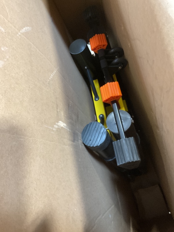 Photo 1 of **SELLING For parts AS PARTIAL SET. ONE SIDE BRACKET LOOSE/BROKEN**SINMEIRUN 16.5 FT Telescoping A Frame Ladder, 8 Step, ANSI Certified, Type I Heavy Duty, 330lbs Max Capacity, Aluminum Extension Ladder for Home, Roof, RV; Yellow