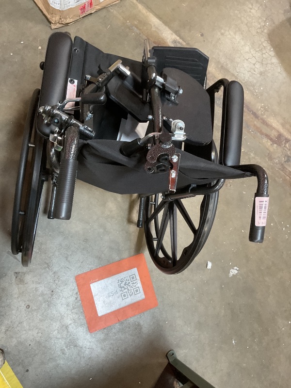 Photo 1 of **DIRT FROM TRANSPORT **Medline Comfortable Folding Wheelchair with Swing-Back, Desk-Length Arms & Elevating Footrests, 20”W x 16”D Seat