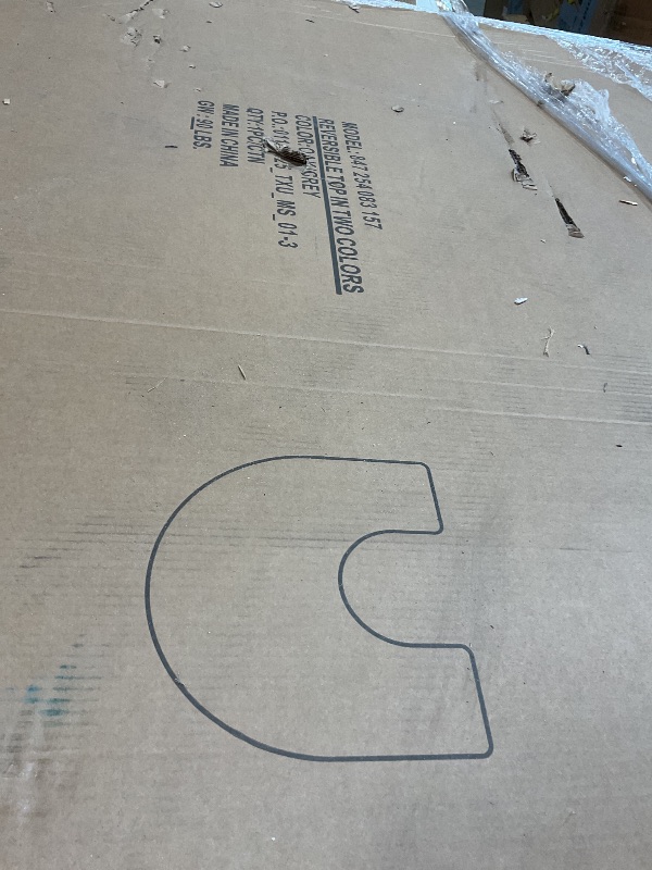 Photo 1 of **TABLETOP ONLY. SELLING FOR PARTS.**Flash Furniture 60''W x 66''L Horseshoe Grey Thermal Laminate Activity Table - Height Adjustable Short Legs