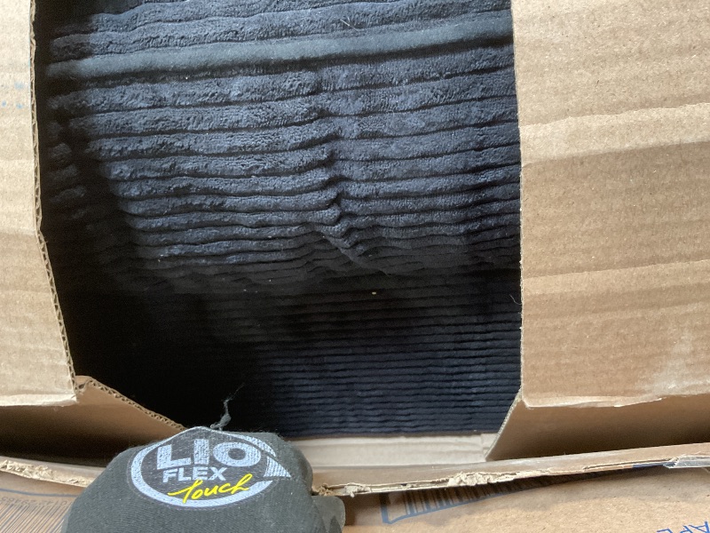 Photo 1 of **DIRT**MAXYOYO Bean Bag Chair for Adults, Upholstered Floor Sofa with Armrests, Loveseat Boneless Couch with Tufted Cushion & Backrest, Sofa in A Box, Large Bean Bag Couch for Bedroom Living Room, Black