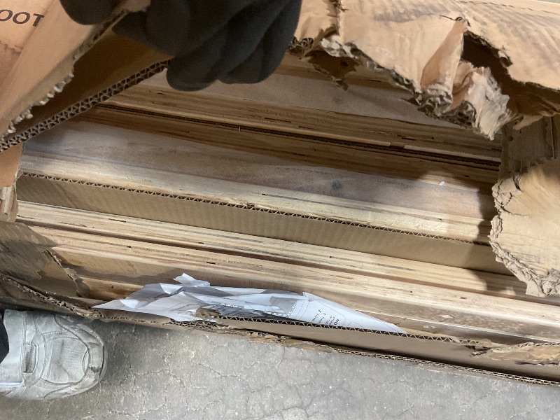 Photo 1 of **2 BOXES. WILL NEED A TRUCK FOR PICKUP. ONE PIECE OF WOOD IS CHIPPED****Meridian Furniture MonacoCream-K Monaco Collection Modern | Contemporary Boucle Fabric Upholstered King Bed with Solid Wood Natural Wire Brush Finish, 81.5" W x 87.5" D x 52" H, Crea