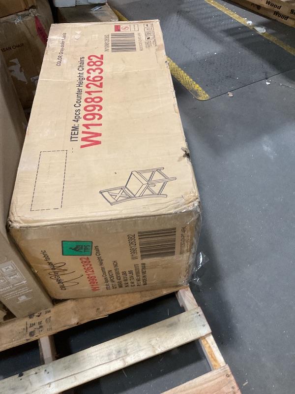 Photo 1 of **INCOMPLETE SET** Trygoal Dining Table Set for 4, Modern 5 Piece Dining Room Table Set with Square Table & 4 X-Shaped Backrest Upholstered Chairs, Counter Height Kitchen Chairs Set for Small Space, Gray