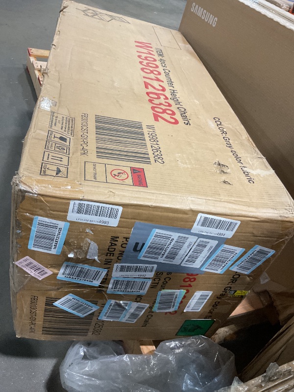 Photo 1 of **INCOMPLETE SET** Trygoal Dining Table Set for 4, Modern 5 Piece Dining Room Table Set with Square Table & 4 X-Shaped Backrest Upholstered Chairs, Counter Height Kitchen Chairs Set for Small Space, Gray