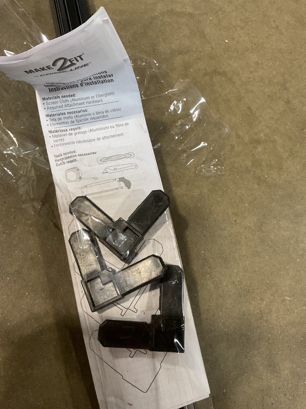 Photo 1 of **SELLING FOR PARTS AS PARTIAL SET **MISSING ONE CORNER PIECE**Prime-Line PL 7792 Screen Frame Kit, 5/16 in. x 3/4 in. x 48 in., Aluminum, Matte Black Finish, Includes Vinyl Spline and Matching Plastic Square-Cut Corners (1 Kit)