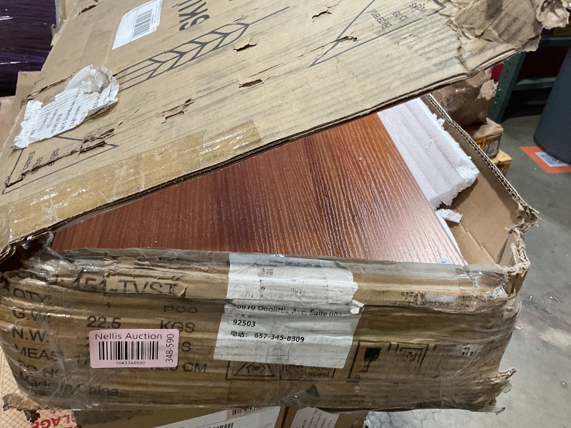 Photo 1 of **MINOR DAMAGE TO CORNER**EasyCom Rattan TV Stand for 65 inch TV, Farmhouse Rattan Entertainment Center with Storage and Open Shelves, Mid Century Modern Entertainment Center with Natural Rattan Door