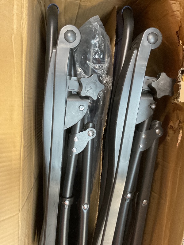 Photo 1 of **MINOR SCUFFS DAMAGE ON TURN KNOB **Amazon Basics Outdoor Textilene Adjustable Zero Gravity Folding Reclining Lounge Chair Set with Side Table, pack of 2, Blue