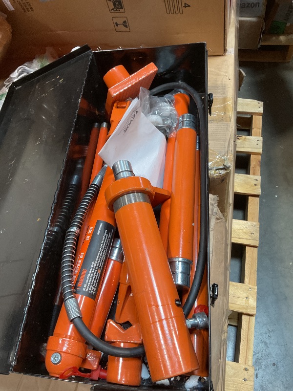 Photo 1 of **SELLING FOR PARTS. MISSING ONE SMALL TUBE PIECE**VEVOR Porta Power Kit, 20 Ton Load, Portable Hydraulic Jack with 4.6 ft Extended Oil Hose, Comprehensive Accessories, Car Frame Repair Tool with Portable Storage Case for Automotive, Heavy Equipment