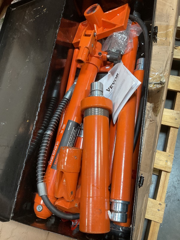 Photo 1 of **SELLING FOR PARTS. MISSING ONE SMALL TUBE PIECE**VEVOR Porta Power Kit, 20 Ton Load, Portable Hydraulic Jack with 4.6 ft Extended Oil Hose, Comprehensive Accessories, Car Frame Repair Tool with Portable Storage Case for Automotive, Heavy Equipment