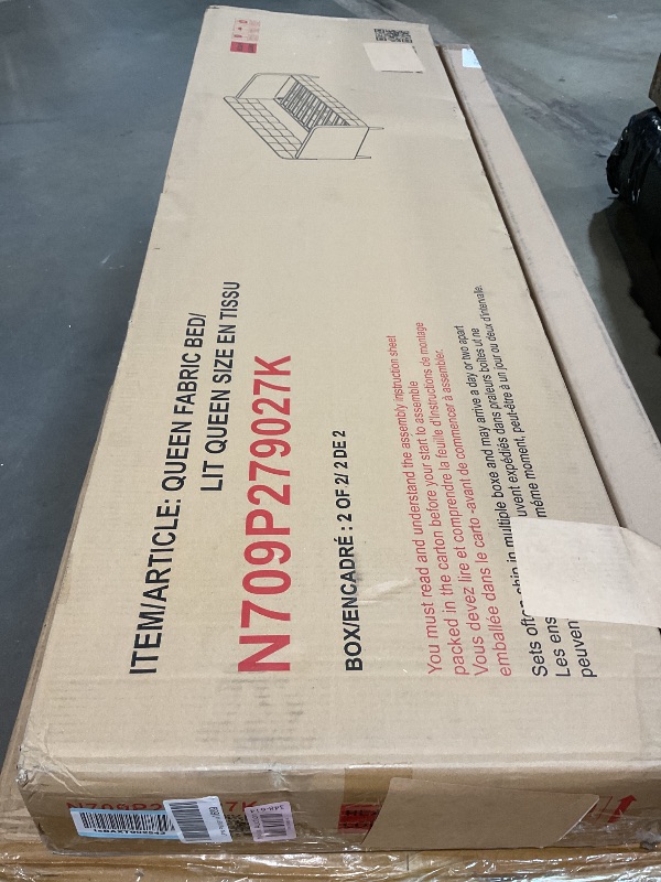 Photo 1 of **SELLING FOR PARTS AS PARTIAL SET. ONE BOX OF TWO**Ball & Cast Queen Size Daybed,Linen Upholstered Day Bed Frame with 4 Wood Legs,Button Tufted Sofa Bed for Living Room,Apartment,No Box Spring Needed,Beige