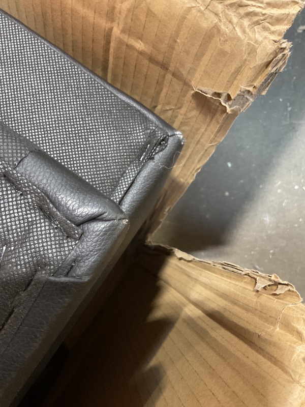 Photo 1 of **MINOR CORNER DAMAGE. TEAR ON BOTTOM**Shintenchi Futon Sofa Bed, Leather Foldable Couch, Reclining Sleeper w/Removable Armrests, Upholstered Loveseat w/Folding Cup Holders for Home, Office, Black