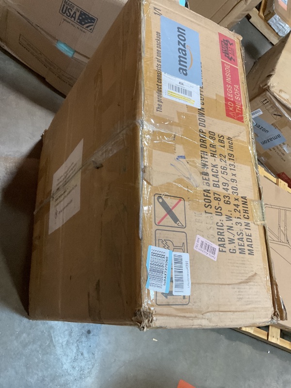 Photo 1 of **DIRT DAMAGE**Shintenchi Futon Sofa Bed, Velvet Foldable Couch Reclining Sleeper w/Removable Armrests, Upholstered Loveseat w/Folding Cup Holders for Home, Office, Black