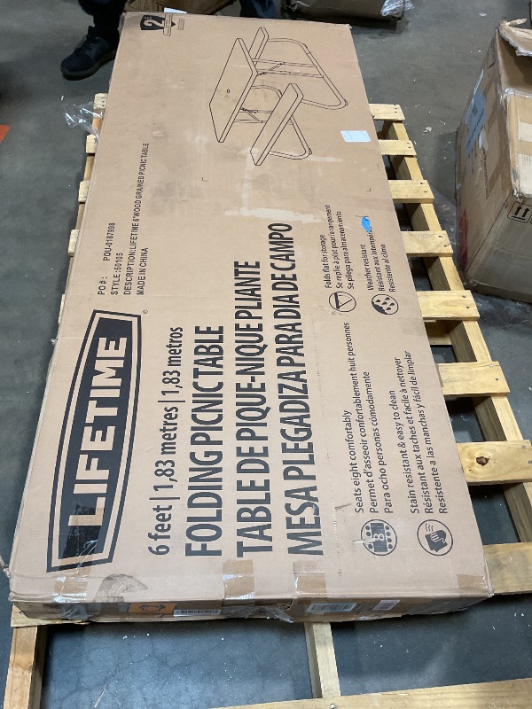 Photo 1 of **HEAVY SCRATCHES ON LEGS. SCRATCH ON TABLETOP**Lifetime 60105 Wood Grain Picnic Table and Benches, 6 Feet