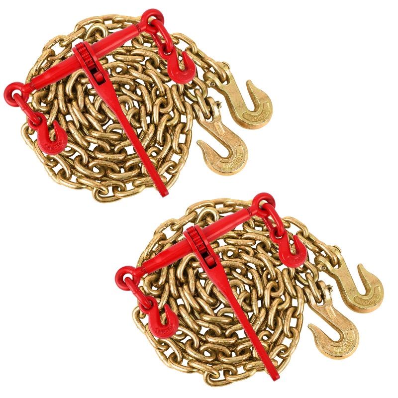 Photo 1 of **3/8"-1/2" Chain Binders Sets of 2, 3/8"×10Ft Chains, Grade 70 Binders and Chains, Load Transport Binder Chain with Grappling Hook, for Industrial, Agricultural, Logging