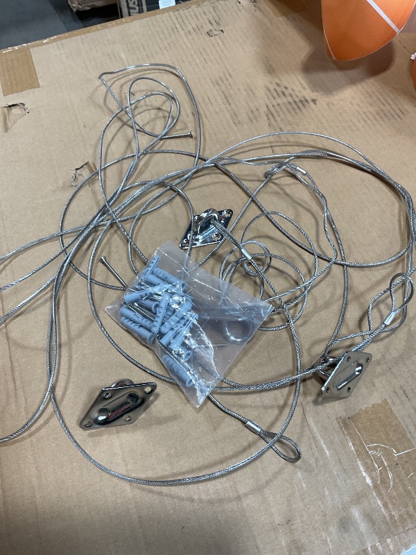 Photo 1 of **SELLING FOR PARTS AS PARTIAL SET **COOLYARD Shade Sail Hardware Kit with Cable Wire Rope,48 Ft (12Ftx4) Vinyl Coated Aircraft Cable,6 Inch Hanging Kit for Outdoor Curtain String Light Sun Shade Sails Installation