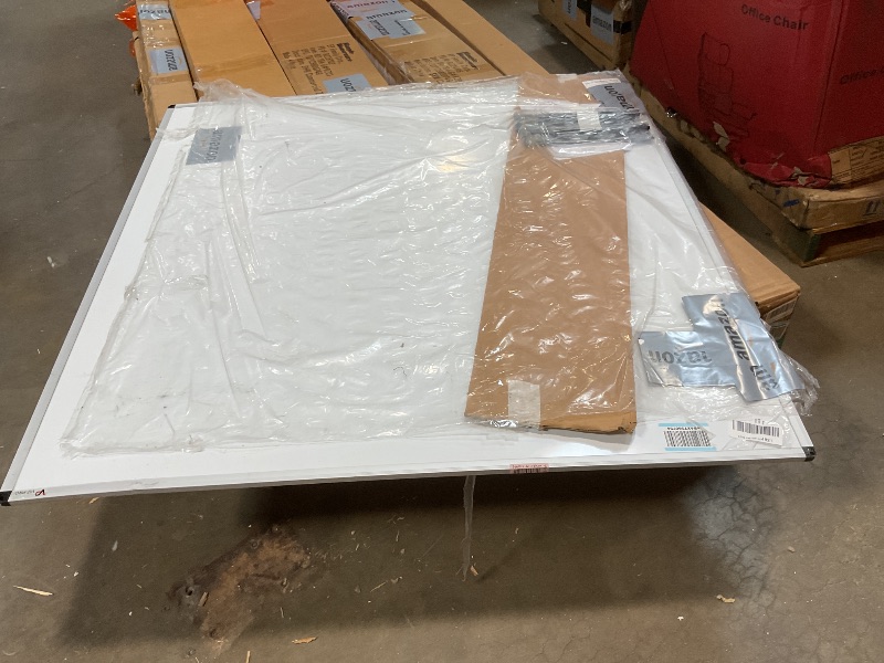 Photo 1 of **DENTS AND SCRATCHES **VIZ-PRO Large Magnetic Dry Erase White Board for Wall, 48 X 48 inches, Pack of 2, 4' x 4' Aluminum Framed Whiteboard with Marker Tray for School Office Home