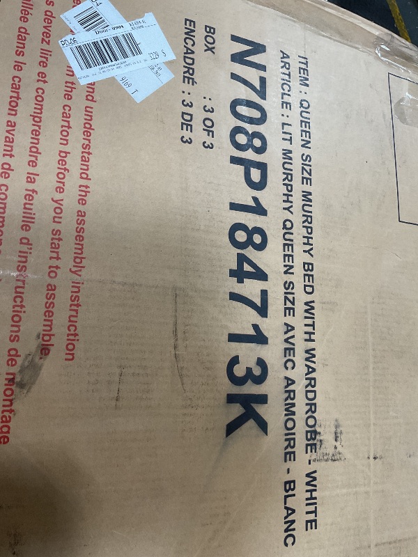 Photo 1 of **PARTIAL SET /BOX 1 OF 2 ** Ball & Cast Queen Size Murphy Bed Wall Bed with USB Port and Little Wardrobes,Wood Hideaway Cabinet Bed Frame W/Drawers & Shelves,can be Folded,Slat Support,for Apartment,Bedroom,White