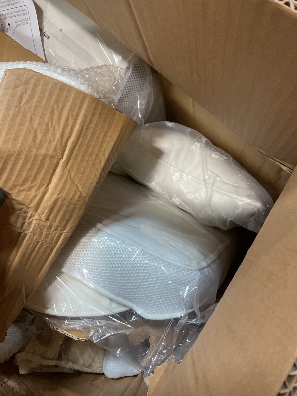 Photo 1 of **MAJOR DAMAGE TO SEEMS LIKE POSSIBLY THE LEFT ARM REST HAS MATERIAL TEAR** Efomao Big and Tall Office Chair 400lbs – High Back PU Leather Executive Chair with Lumbar Support, Footrest, Swivel Base, Padded Armrests, and Rolling Wheels for Home Office, Whi