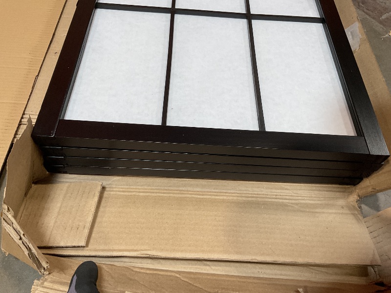 Photo 1 of **DENT DAMAGE **Roundhill Furniture Black Japanese 4-Panel Screen Room Divider, Plum Blossom