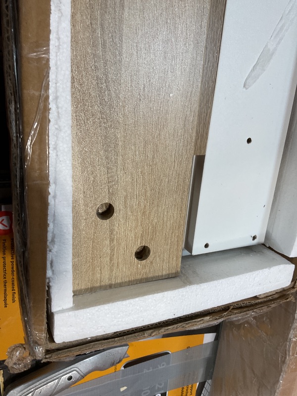 Photo 1 of **TABLE ONLY. SELLING FOR PARTS AS PARTIAL SET ****Zevemomo 63"-78.7" Expandable Dining Table, 6-10 Farmhouse Kitchen Table, Extendable Dining Table, Rectangular Kitchen Table with Metal Track, Tapered U-Shaped Legs for Dining Room, Office-Oak