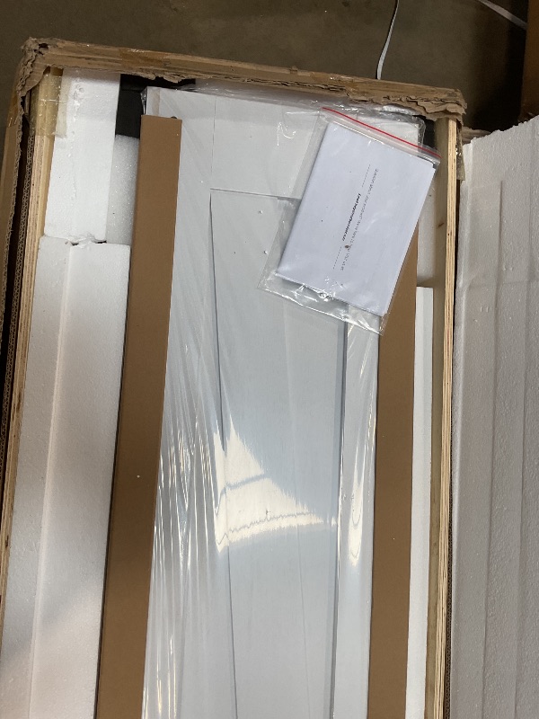 Photo 1 of **DAMAGED RUBBER SEAL**56" x 84" Bifold Sliding Barn Door, K Shaped Panel with Sliding Hardware Kit Set, Finished Closet Door Slab, 5.33FT Track for 4 Doors, MDF, White