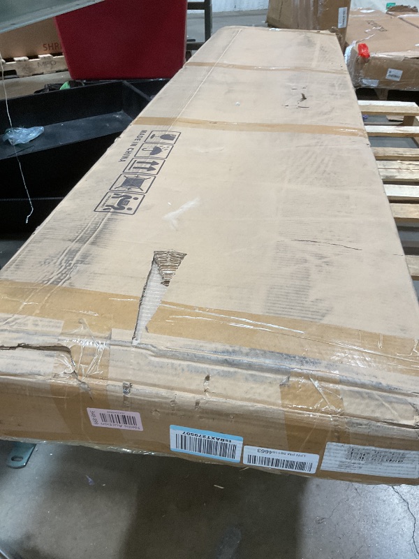 Photo 1 of **DAMAGED RUBBER SEAL**56" x 84" Bifold Sliding Barn Door, K Shaped Panel with Sliding Hardware Kit Set, Finished Closet Door Slab, 5.33FT Track for 4 Doors, MDF, White