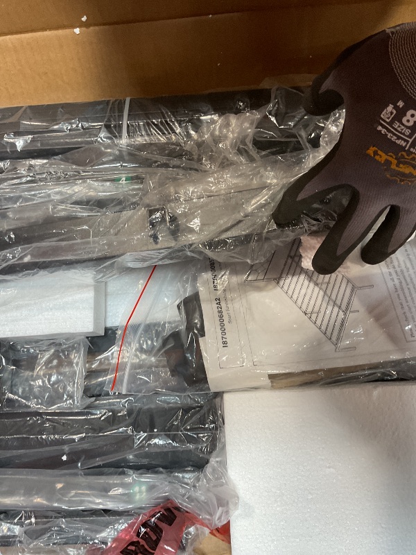 Photo 1 of **SCRATCHED**Feonase Full Size Metal Bed Frame, Heavy-Duty Platform Bed Frame with Linen Upholstered Headboard, 12" Storage Space, Steel Slats Support, No Box Spring Needed, Gray