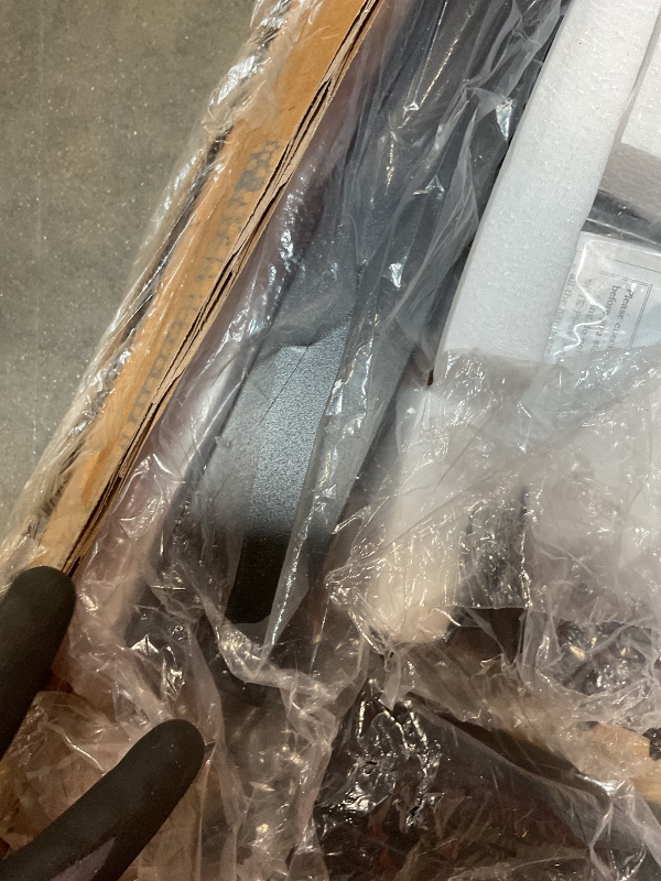 Photo 1 of **SCRATCHED**Feonase Full Size Metal Bed Frame, Heavy-Duty Platform Bed Frame with Linen Upholstered Headboard, 12" Storage Space, Steel Slats Support, No Box Spring Needed, Gray