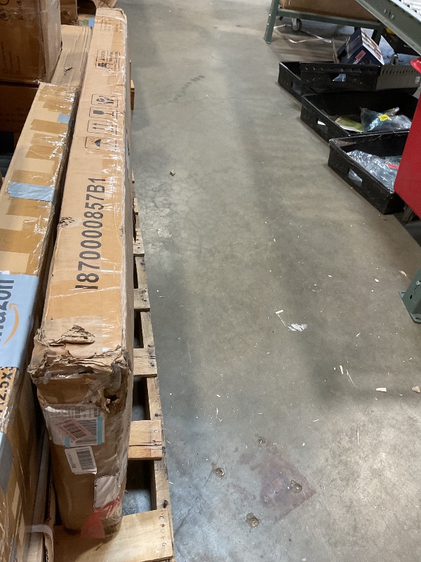 Photo 1 of **SCRATCHED**Feonase Full Size Metal Bed Frame, Heavy-Duty Platform Bed Frame with Linen Upholstered Headboard, 12" Storage Space, Steel Slats Support, No Box Spring Needed, Gray