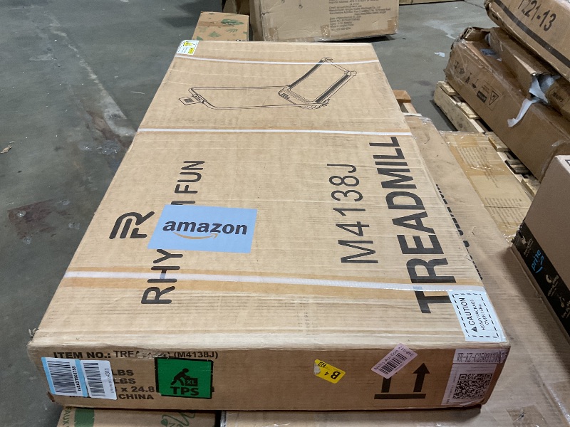 Photo 1 of **FOR PARTS ONLY/ NON-FUNCTIONAL** RHYTHM FUN Incline Foldable Treadmill, Walking Pad Treadmill with Incline, 300 lbs Portable Treadmills with Handles for Home Office Use, Under Desk Compact Walking pad with LED Display & APP