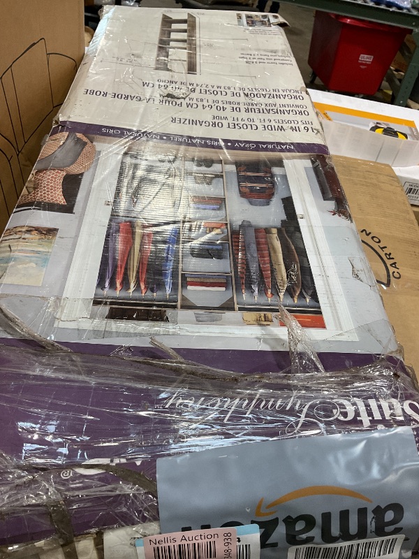 Photo 1 of **DAMAGE TO CORNERS **ClosetMaid SuiteSymphony Wood Closet Organizer Starter Kit with Tower and 3 Hang Rods Shelves, Adjustable, Fits Spaces 4 – 9 ft. Wide, Natural Gray, 16"