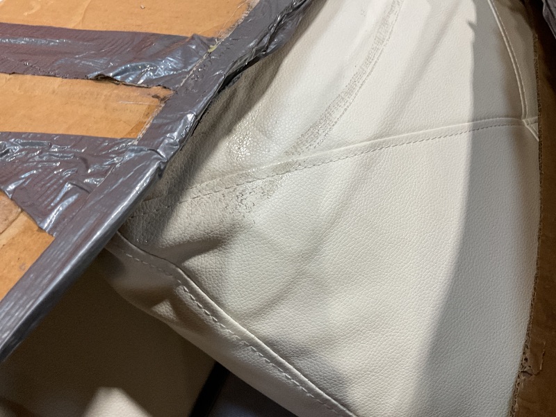 Photo 1 of **SELLING FOR PARTS AS PARTIAL SET. ONE BOX OF TWO. DIRTY FROM TRANSPORT **Osparple Sofas for Living Room Faux Leather L Shaped Sectional Couch 3 Pieces Small Sectional Sofa Set with Chaise, Ottoman with Storage for Small Apartment, Study, Home Office, Cr