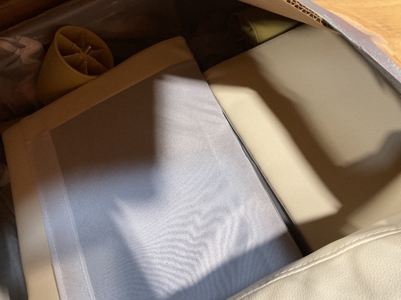 Photo 1 of **SELLING FOR PARTS AS PARTIAL SET. ONE BOX OF TWO. DIRTY FROM TRANSPORT **Osparple Sofas for Living Room Faux Leather L Shaped Sectional Couch 3 Pieces Small Sectional Sofa Set with Chaise, Ottoman with Storage for Small Apartment, Study, Home Office, Cr