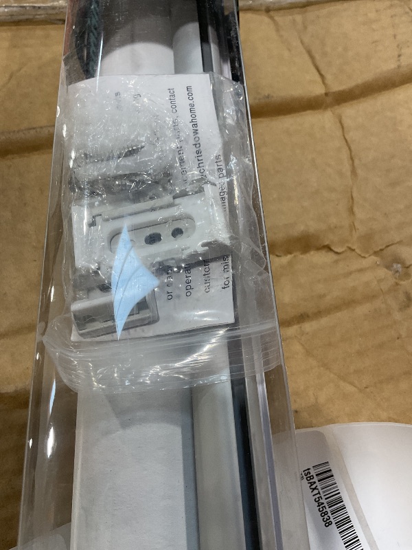 Photo 1 of **DIRT FROM TRANSPORT **ChrisDowa Cordless 100% Blackout Roller Shade, with Striped Jacquard, Thermal Insulated, UV Protection Fabric, Total Blackout Blinds for Window, French Doors, Home and Office. Light Grey, 43"W x 72"H