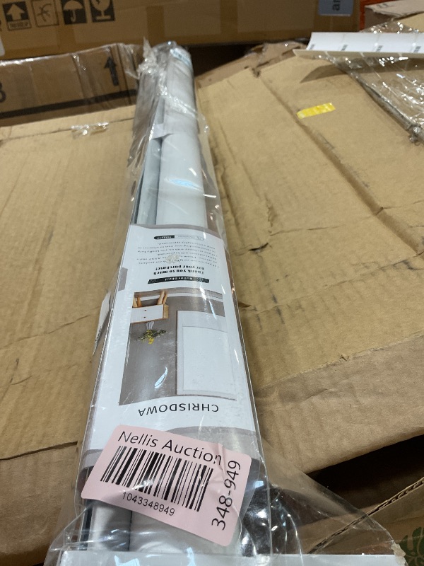 Photo 1 of **MISSING INSTALLATION HARDWARE**ChrisDowa Cordless 100% Blackout Roller Shade, with Striped Jacquard, Thermal Insulated, UV Protection Fabric, Total Blackout Blinds for Window, French Doors, Home and Office. Light Grey, 43"W x 72"H