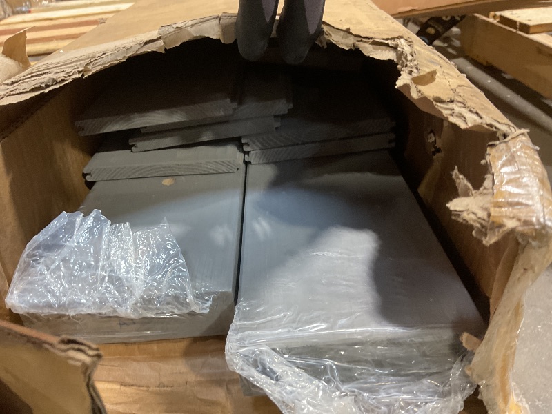 Photo 1 of **SELLING FOR PARTS AS PARTIAL SET **FREDBECK 32in x 84in Gray Wood Barn Door Slab with 5.5ft (66inch) Barn Door Hardware Track Kit Included, Double Surfaces,Simple Assembly is Required,K-Frame,Grey