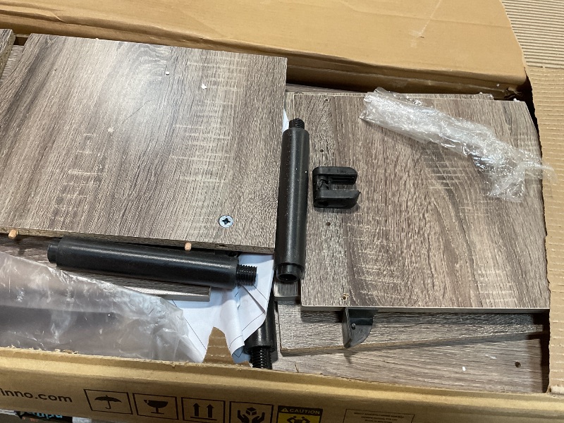 Photo 1 of **MINOR DAMAGE TO CORNERS **Furinno JAYA Large Entertainment Stand for TV Up to 55 Inch, French Oak Grey/Black