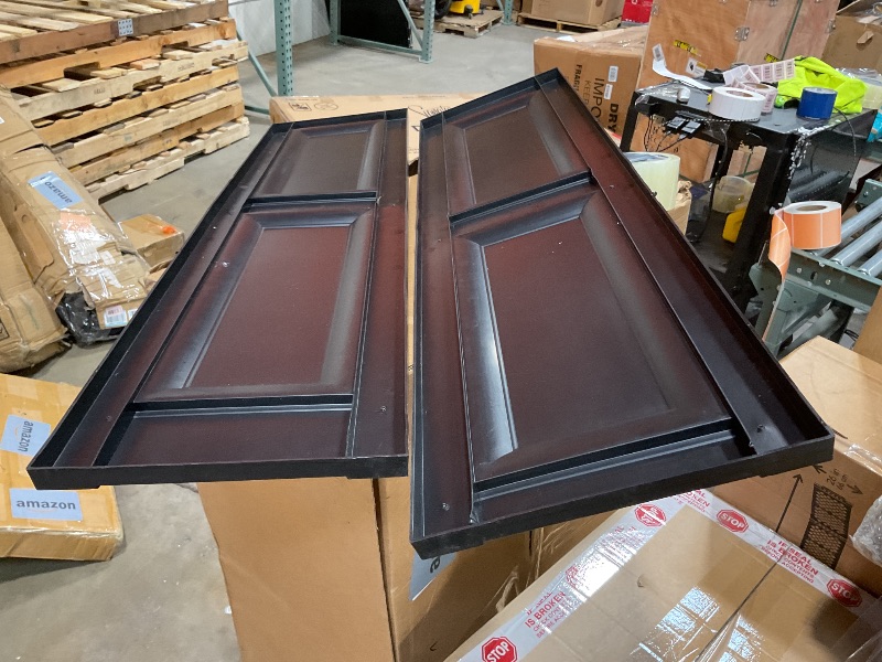 Photo 1 of **MISSING HARDWARE**Ekena Millwork Lifetime Vinyl LP2S12X04700BL Standard Two Equal Panel Vinyls, Raised Panel Vinyl Shutters, w/Installation Shutter-Lok's & Matching Screws (Per Pair), 12"W x 47"H, Black