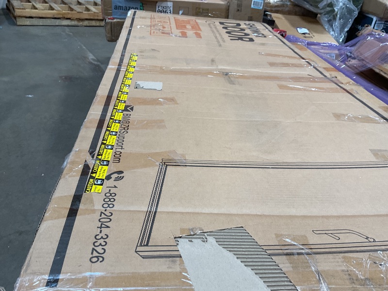 Photo 1 of **METAL FRAME SCRAPED AND DAMAGED **Keonjinn 32" W x 72" H Brushe Nickel Frameless Glass Shower Door, 1/4" Clear SGCC Tempered Glass Pivot Swing Shower Door, Bathroom Walk in Shower Doors with Waterproof Seal Strips, Reversible Mount