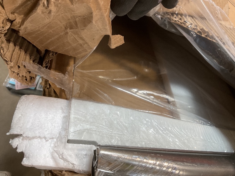 Photo 1 of **METAL FRAME SCRAPED AND DAMAGED **Keonjinn 32" W x 72" H Brushe Nickel Frameless Glass Shower Door, 1/4" Clear SGCC Tempered Glass Pivot Swing Shower Door, Bathroom Walk in Shower Doors with Waterproof Seal Strips, Reversible Mount