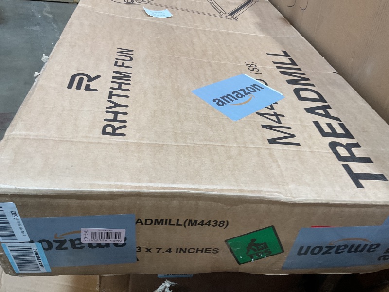 Photo 1 of **LIQUID AND DIRT**RHYTHM FUN Treadmill with Incline, 8.0 MPH Treadmills for Home with 8% Incline, Foldable Treadmill with Handles, Low Noise Walking Pad for 300 lbs