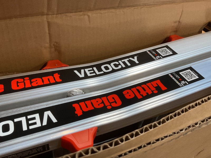 Photo 1 of **FRAME SLIGHTLY BENT**Little Giant Ladders Velocity 26-Ft Folding Multi-Position Ladder, Aluminum, 300 lb Load Capacity, Type 1A Extra Heavy Duty, 26-Ft Reach, with Ratchet Levelers and Wheels (15426-801)