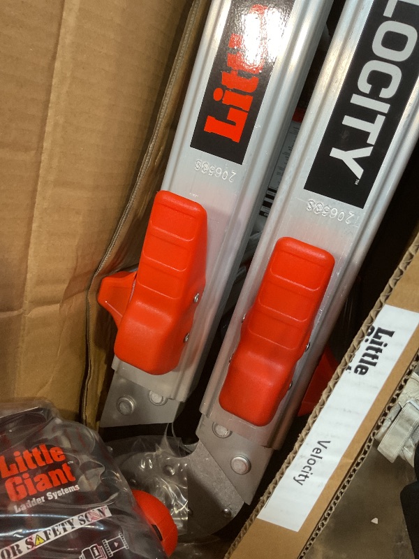 Photo 1 of **FRAME SLIGHTLY BENT**Little Giant Ladders Velocity 26-Ft Folding Multi-Position Ladder, Aluminum, 300 lb Load Capacity, Type 1A Extra Heavy Duty, 26-Ft Reach, with Ratchet Levelers and Wheels (15426-801)