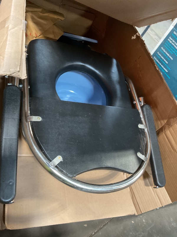 Photo 1 of **SEAT SCRAPED**4 in 1 Folding Bedside Commode Chair for Elderly with Arms and Back,Adjustable Height Raised Toilet Seat with Handles,Adults Potty Chair for Seniors,Disabled Holds Up to 350 lbs (PU Soft Seat)