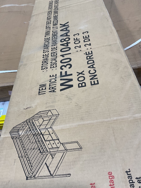 Photo 1 of **SELLING FOR PARTS AS PARTIAL SET. ONE BOX OF THREE**1ZXH045002291376Acosure Twin Size Loft Bed with L-Shaped Desk and Drawers,Multifunctional Wooden Bed Frame W/Cabinet and Storage Staircase,No Box Spring Required,for Kid Boy Girl Teen,White