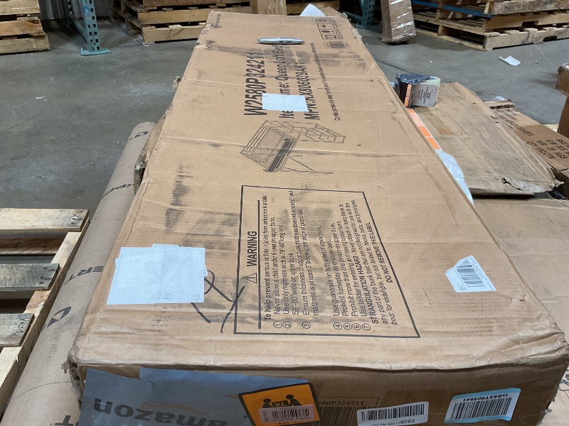 Photo 1 of **POSSIBLY PARTIAL SET BOX 1 OF 2/ MISSING ASSEMBLY PARTS** KEIKI Queen Size Metal Loft Bed Frame with Convertible Staircase, Built-in Storage Shelves and Wardrobe, Loft Bed with Solid Slats, Guardrail, No Box Spring Required, Easy Assembly, for Bedroom,