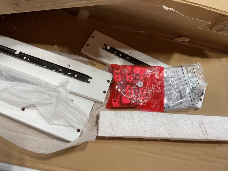 Photo 1 of **SELLING FOR PARTS AS PARTIAL SET. MISSING MAIN TOP SINK PIECE. TRANSPORT DAMAGE**36 in. Bathroom Vanity with Sink Combo One Cabinet and Three Drawers Solid Wood and MDF Board in White