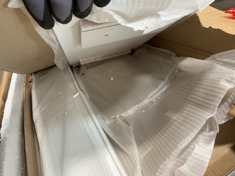 Photo 1 of **SELLING FOR PARTS AS PARTIAL SET. MISSING MAIN TOP SINK PIECE. TRANSPORT DAMAGE**36 in. Bathroom Vanity with Sink Combo One Cabinet and Three Drawers Solid Wood and MDF Board in White