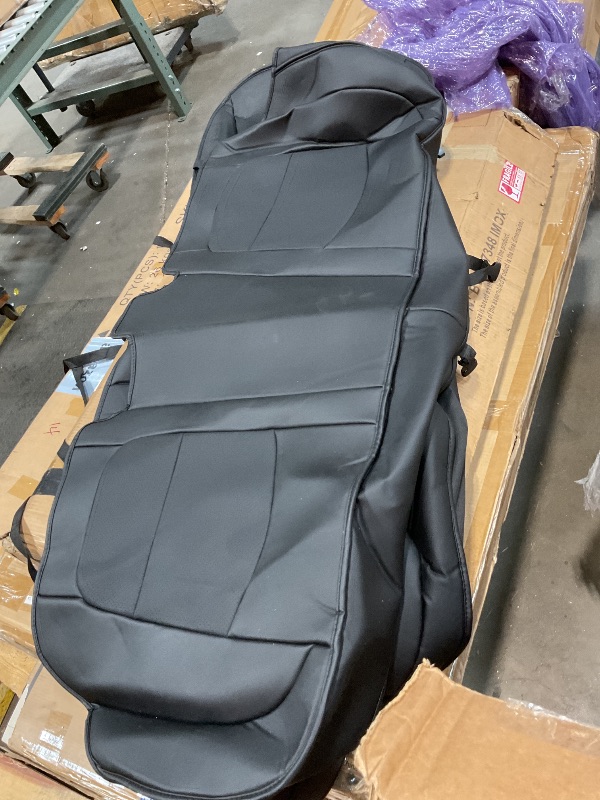 Photo 1 of **DIRTY FROM TRANSPORT . 4 COVERS**IKABEVEM Seat Covers Leather for Tesla Model 3: Full Set Waterproof Easy to Clean Material - Custom Fit for 2017 2018 2019 2020 2021 2022 2023 Model 3 Vehical Car Seat Cushions(Black)