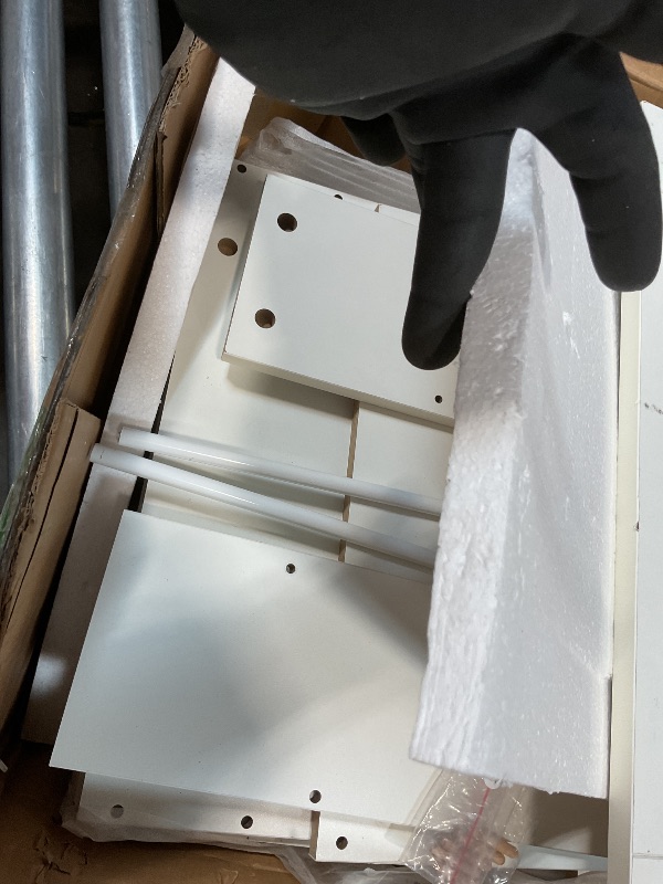 Photo 1 of **MINOR TRANSPORT SCRAPES**VECELO Rolling Kitchen Island Cart with Large Storage, Microwave Stand, Open Shelves, Wine Rack, Power Outlet, Bar Cabinet for Dining Room, Living Room, White